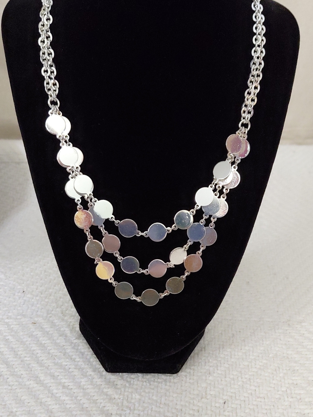 Silver Multi-Layer Disc Necklace - Women Jewelry